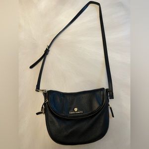 Vince Camuto Rizo Foldover Leather Crossbody-black bag medium size